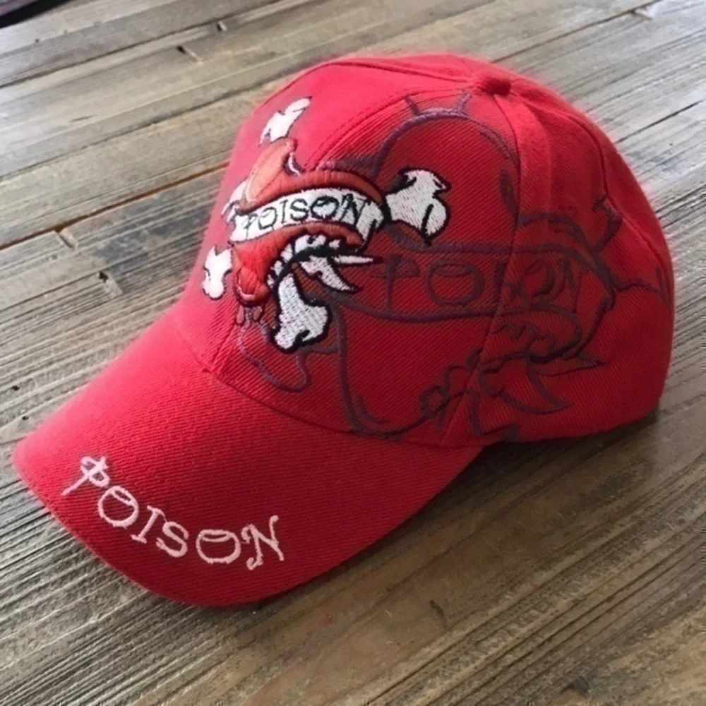 Poison Hat Red Embroidered size circumference around 21”